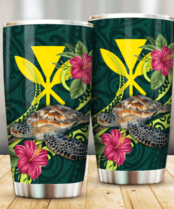 Hawaii Polynesian Green Turtle Hibiscus Tumbler All Over Print