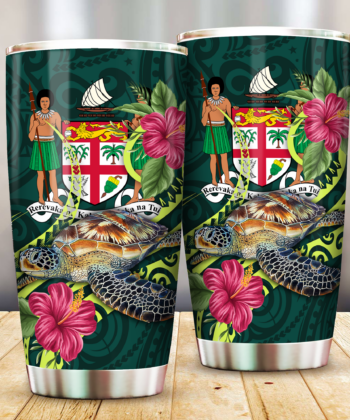 Fiji Polynesian Green Turtle Hibiscus Tumbler All Over Print