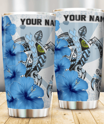 Hawaii Polynesian With Turtle Blue Tumbler All Over Print