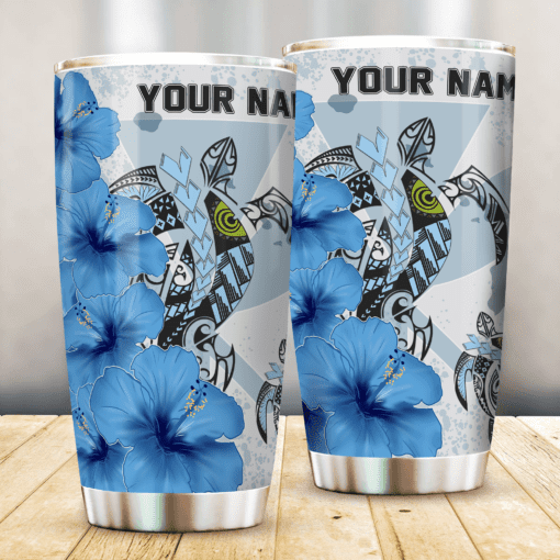 Hawaii Polynesian With Turtle Blue Tumbler All Over Print
