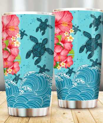 Hawaii Turtle Hibiscus Light Blue All Over Print