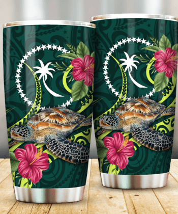 Chuuk Polynesian Green Turtle Hibiscus Tumbler All Over Print