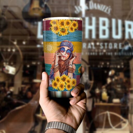 Hippie Girl Tumbler Mug all over print