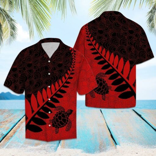 Turtle Leaf Red & Black Pattern T3007 - Hawaiian Shirt