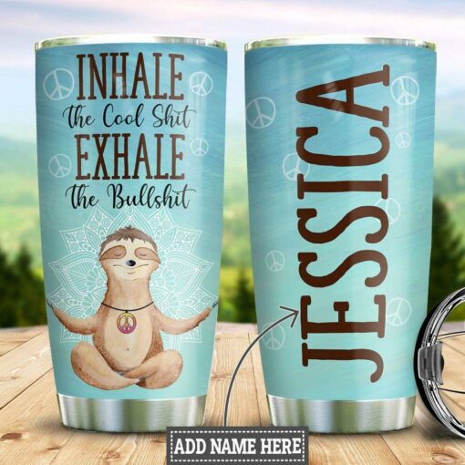 Personalized Hippie Inhale Sloth HLZ1610013 Stainless Steel Tumbler