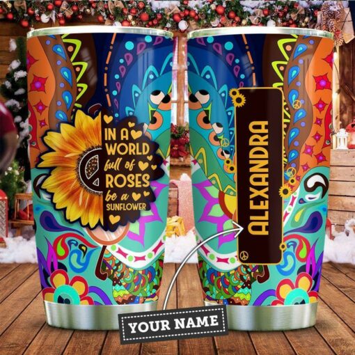 Sunflower Hippie Personalized KD2 ZZL1811016 Stainless Steel Tumbler