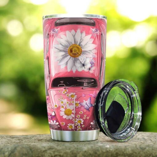 Daisy Pink Hippie Van Personalized KD2 HAL2411005 Stainless Steel Tumbler