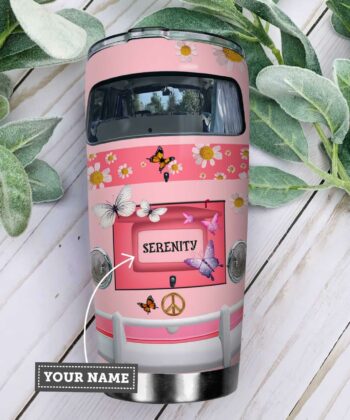 Pink Hippie Van Daisy Pig Personalized KD2 HAL2511010 Stainless Steel Tumbler