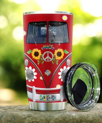 Red Hippie Van Peace Personalized KD2 HAL2711015 Stainless Steel Tumbler