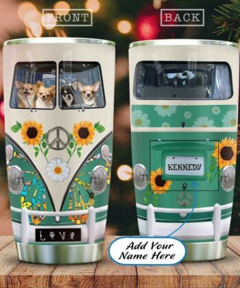 Chihuahua Hippie Van Personalized KD2 HAL2711003 Stainless Steel Tumbler
