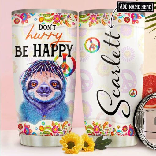 Sloth Hippie Personalized NNR0312019 Stainless Steel Tumbler