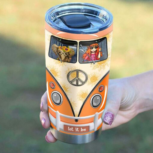 Flower Child And Elephant In Orange Hippie Van Personalized KD2 HAL0712003 Stainless Steel Tumbler