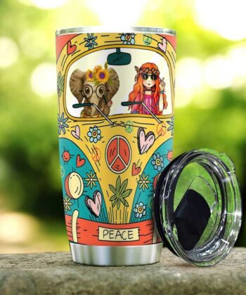 Elephant And Flower Child Hippie Van Personalized KD2 HAL0912003 Stainless Steel Tumbler