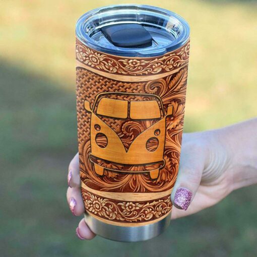 Wooden Style Hippie Van Personalized KD2 HAL1512008 Stainless Steel Tumbler