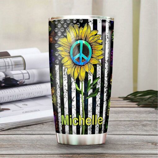Personalized Sunflower Hippie Gnome DNZ2501016Z Stainless Steel Tumbler