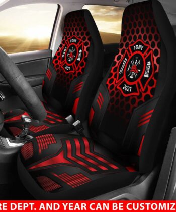 Custom Firefighter Car Seat Cover (Set Of 2) - artsywoodsy