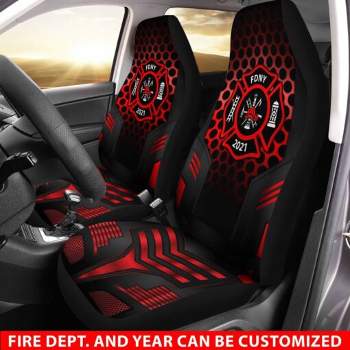Custom Firefighter Car Seat Cover (Set Of 2) - artsywoodsy