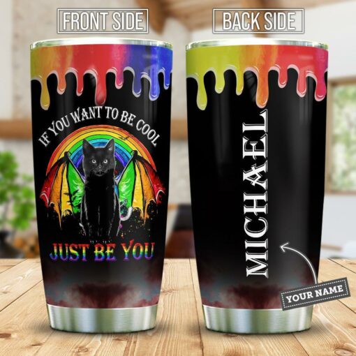 Black Cat LGBT Just Be You Personalized ABLZ2905001Z Stainless Steel Tumbler