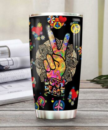 Sleepwish Peace Sign Gold Mandala Victory Sign Hippie Pattern Boho Peace Hippie Gift DNLZ0106011Z Stainless Steel Tumbler
