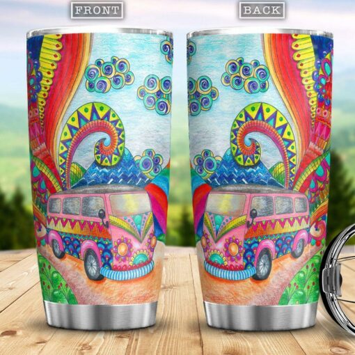 Peace And Love Hippie Van Hippie Bohemian Hippie Gifts For Her Gifts For Hippie Friends Hippie Gifts For Him HLGB0206013Z Stainless Steel Tumbler