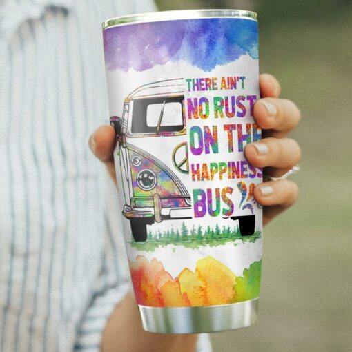 Hippie Van There Aint No Rust On The Happiness Bus Piece Hippie Bohemian Hippie Gifts For Her Gifts For Hippie Friends Hippie Gifts For Him HLGB0406007Z Stainless Steel Tumbler
