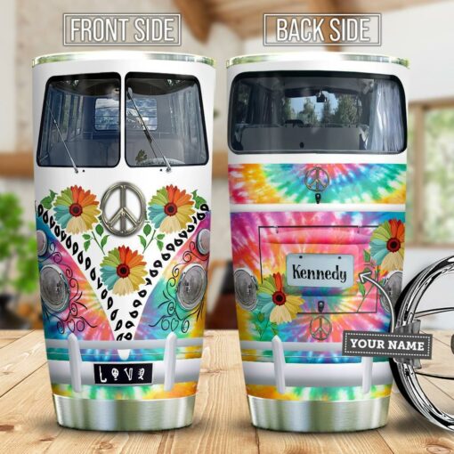 Hippie Van Tie Dye Pattern Peace Hippie Tumbler Campervan Hippie Gift Personalized ABLZ1206008Z Stainless Steel Tumbler