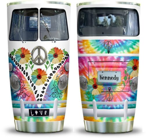 Hippie Van Tie Dye Pattern Peace Hippie Tumbler Campervan Hippie Gift Personalized ABLZ1206008Z Stainless Steel Tumbler