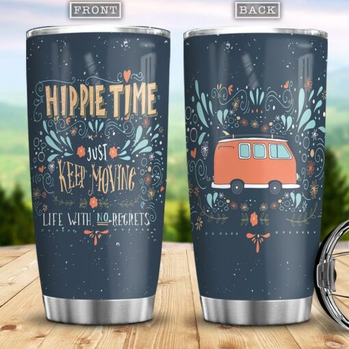 Hippie Time Life With No Regrets Gift For Hippie Girl Friend Mother Hippie Van ADGB0107004Z Stainless Steel Tumbler