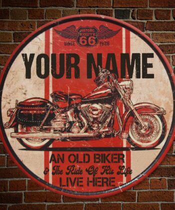 Custom An Old Biker & The Ride Of His Life Live Here Printed Wood Sign For Biker, Motorcycle Lover, Motorcycling Lover, Happy Father's Day, Gift For Dad, Gift For Papa - artsywoodsy