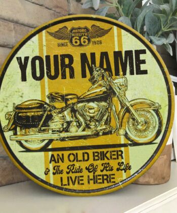 Custom An Old Biker & The Ride Of His Life Live Here Printed Wood Sign For Biker, Motorcycle Lover, Motorcycling Lover, Happy Father's Day, Gift For Dad, Gift For Papa - artsywoodsy