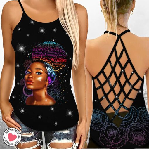 Black Girl Magic Criss Cross Tank Top For Afro Girl, Juneteenth, Black Pride, Happy Mother's Day, Gift For Mom, Gift For Sissy - artsywoodsy