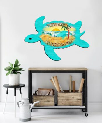 Custom Sea Turtle Printed Metal Sign For Tiki Bar, Bar, Pub, Beach House, Beach Bar, Summer Holiday, Happy Father's Day, Gift For Father, Gift For Dad - artsywoodsy