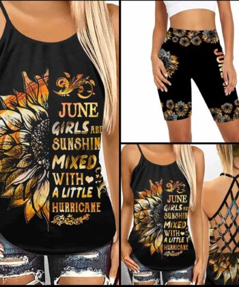 June Girls Are Sunshine Mixed With A Little Hurricane Criss-cross Tank Top & Leggings - artsywoodsy