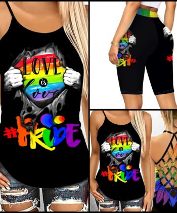 Love Is Love Criss-cross Tank Top & Leggings For LGBT Pride Month - artsywoodsy