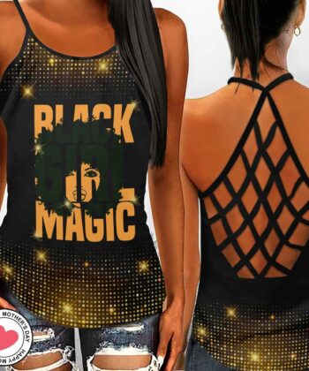 Black Girl Magic Criss Cross Tank Top For Afro Girl, Juneteenth, Black Pride, Happy Mother's Day, Gift For Mom, Gift For Sissy - artsywoodsy
