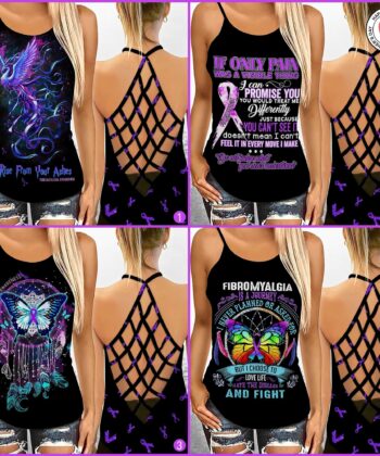 Fibromyalgia Is A Journey Criss Cross Tank Top For Fibromyalgia Awareness Month, Happy Mother's Day - artsywoodsy