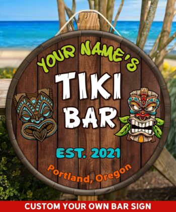 Custom Tiki Bar Tiki God Printed Wood Sign For Tiki Bar, Bar, Pub, Beach House, Beach Bar, Summer Holiday, Happy Father's Day, Gift For Father, Gift For Dad - artsywoodsy