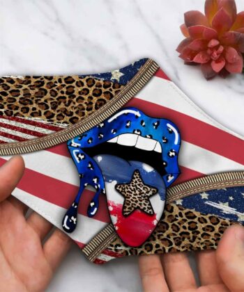 American Flag Tongue America Stars Face Mask For The US Independence Day, 4th of July, Fourth Of July - artsywoodsy