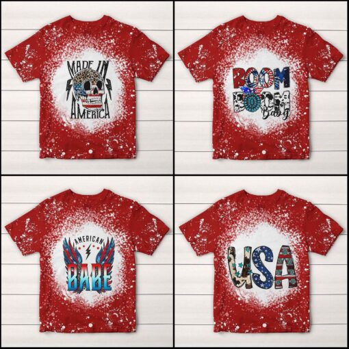 Boom Boom Baby USA Made In America American Babe Tie Dye 3D T-shirt For The US Independence Day, 4th of July, Fourth Of July - artsywoodsy