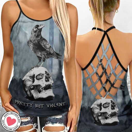 Pretty But Violent Criss-cross Tank Top For Valkyrie, Viking Lovers - artsywoodsy