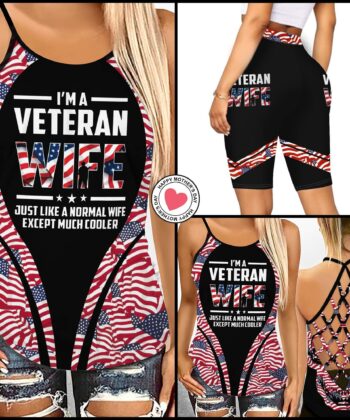 Veteran Wife Just Like A Normal Wife But Much Cooler Criss-cross Tank Top & Short Leggings - artsywoodsy