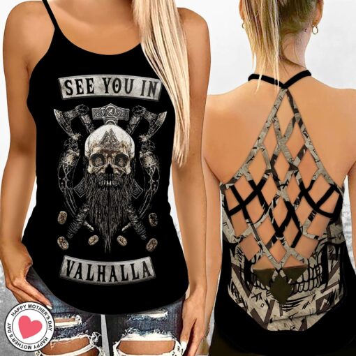 See You In Valhalla Viking Criss Cross Tank Top - artsywoodsy