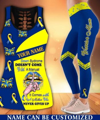 Warrior Mom Hollow Out/Criss Cross Tank Top & Short/Long Leggings For Down Syndrome Awareness, Happy Mother's Day - artsywoodsy