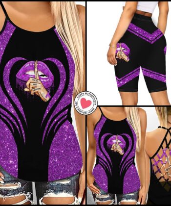 Don't Judge What You Don't Understand Criss-cross Tank Top & Short Leggings For Fibromyalgia Awareness Month - artsywoodsy