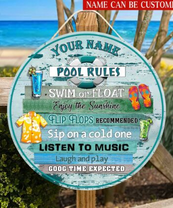 Custom Pool Rules Printed Wood Sign For Swimming Pool, Pool Decor, Summer Decor - artsywoodsy