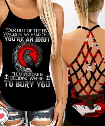 Be A Valkyrie Camoflage Viking Criss-cross Tank Top - artsywoodsy