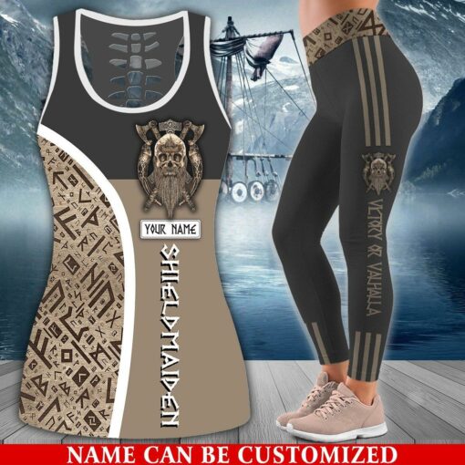 Custom Victory Or Valhalla Tank Top & Leggings For Valkyrie, Viking Lovers - artsywoodsy