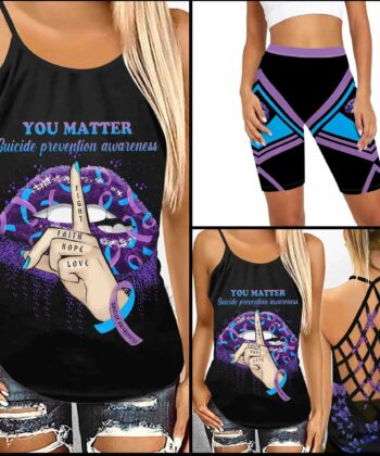 You Matter Criss Cross Tank Top & Short Leggings For Suicide Prevention Awareness - artsywoodsy