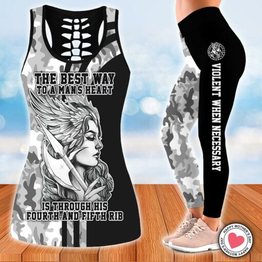 The Best Way To A Man's Heart Tank Top & Leggings For Valkyrie, Viking Lovers - artsywoodsy