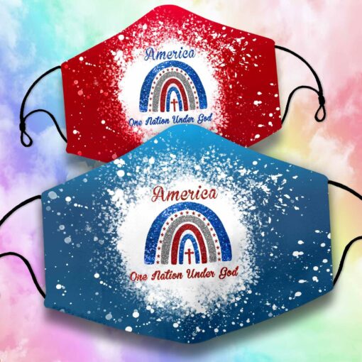 America One Nation Under God Tie Dye Face Mask For Patriotism, Independence Day, 4th Of July - artsywoodsy
